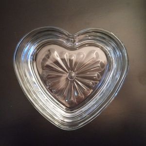 Libbbey Heart Shaped Clear Glass Candy Dish 6” Excellent Condition